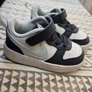 Kids Black & White Athletic Sneakers with Light Gray Accents